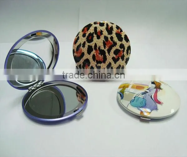 Aluminum Metal Conpact Mirror Printed Real Glass Cosmetic mirror for promotion