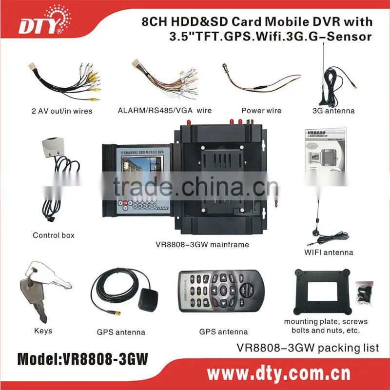 3g wireless control bus dvr 8 channel for fleet management,VR8808-3G