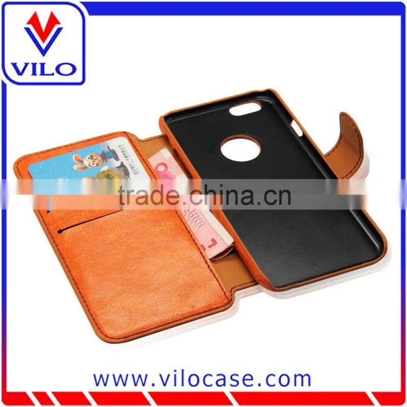 2016 Universal PU leather smart phone wallet case for Iphone 6 credit card case with stand