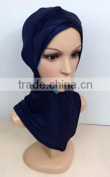C063 new style satin double crossover ninja inner underscarf,full underscarf to cover neck
