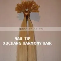 TOP remy HOT selling 1# cheap nail tips hair extension