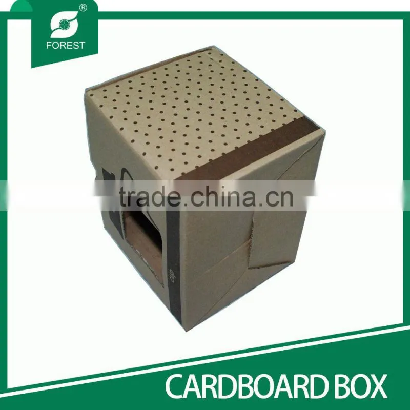 NEW SHAPE BROWN CORRUGATED CARDBOARD PAPER BOX FOR PACKAGING GLASS MUG WITH CLEAR WINDOW