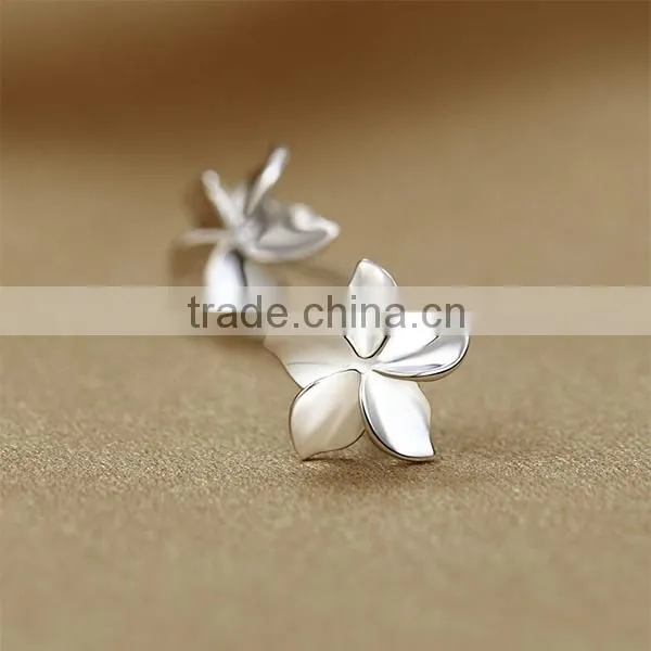 Wholesale rhodium plated 925 sterling silver gemstone flower earring