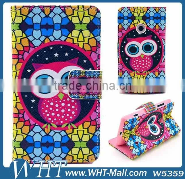 2014 New Products China Supplier Purse Custom Printing Wallet Leather Flip Case Stand Booklet Cover Shell For Nokia Lumia 520