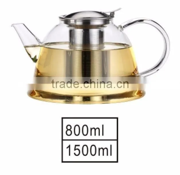 1200ml Hot Selling Borosilicate Glass Tea Pot With Stainless Steel Infuser Tea Pitcher Teapot