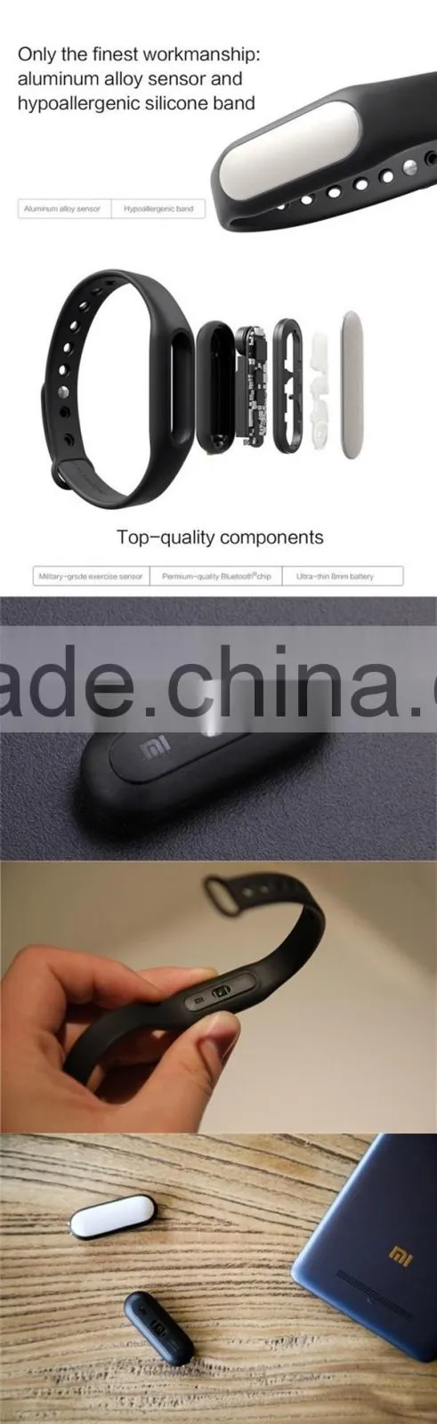 2016 Silicone waterproof wearable Original smart Heart Rate Monitor Xiaomi Mi Band 1S wristband tracker for kids