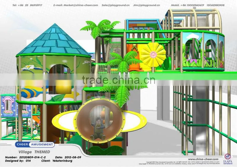 Cheer Amusement Village Themed indoor soft playground with slider fun-battle