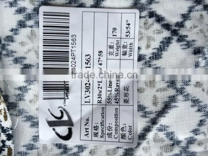 30s/2*14s High Quality Print Linen Viscose Interwoven Fabric