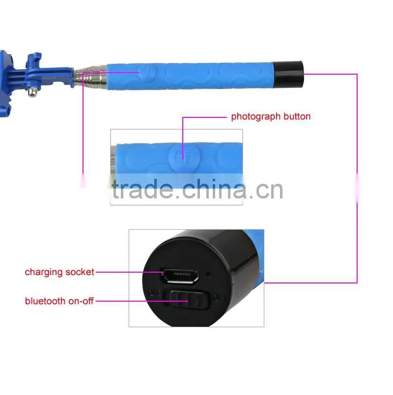 Factory price mini foldable bluetooth monopod selfie stick for smart mobile phone
