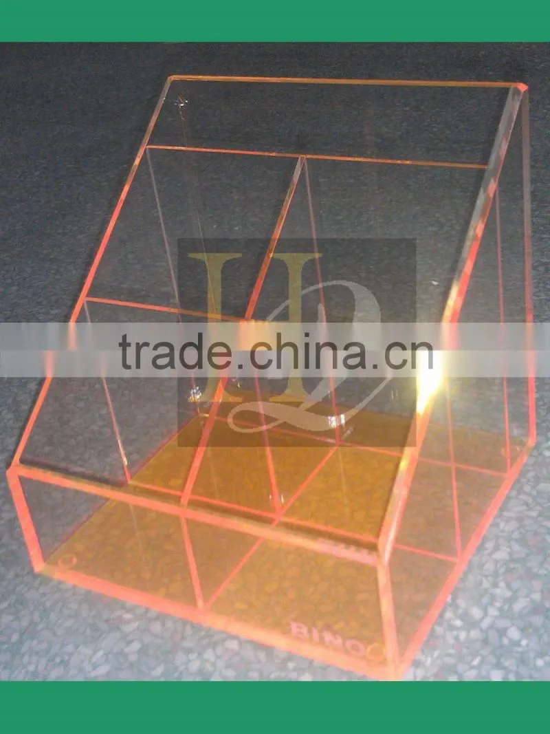 Manufacturer direct sale orange color ladder shaped acrylic office tray with divider