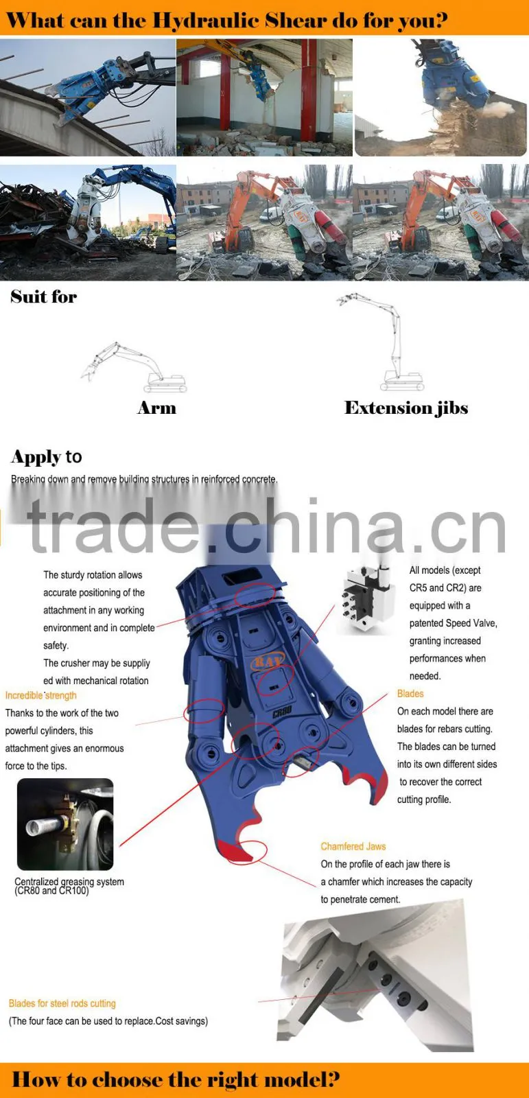 Hydraulic shear, concrete crusher