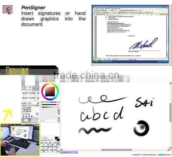 Ugee M540 Wirless Signature Pad Digital Signature Pad 5*4 Inch 1024 Pressure Sensitive 2800 LPI 133RPS