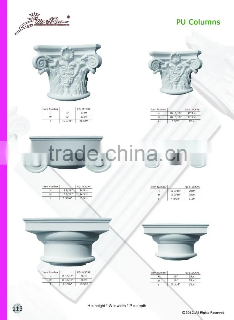 2016 High Quality Good price beautiful polystyrene decorative polyurethane roman column