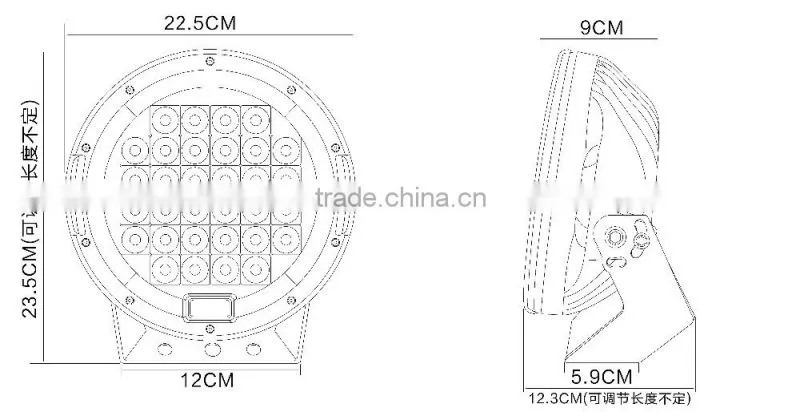 9 inch headlight 9-36v dc flood /spot 96w 35pcs*5w LEDs 160w led driving light