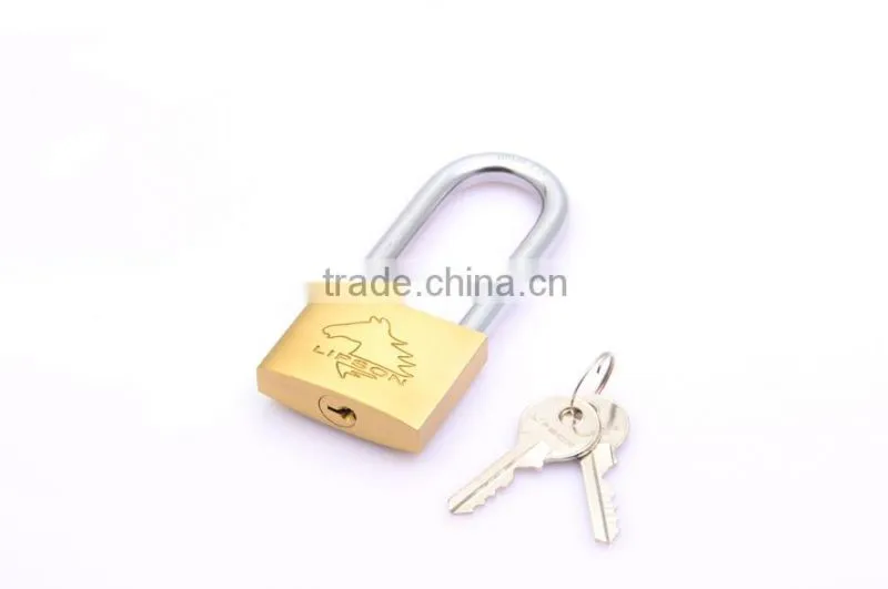 Long shackle single locking brass safety padlock
