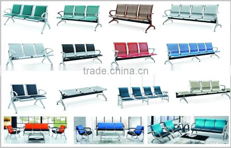 Polyurethane foam airport seating chair, iron airport chair with padded seat