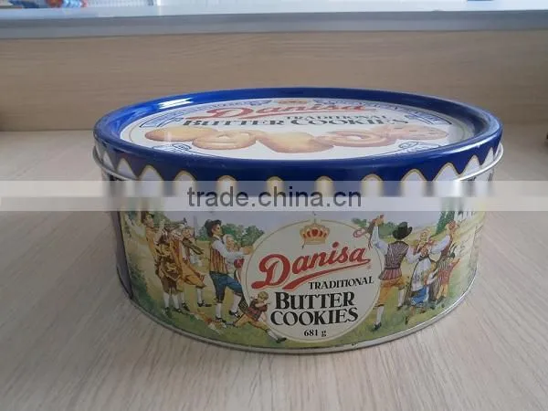Factory direct food grade round biscuit empty tin case