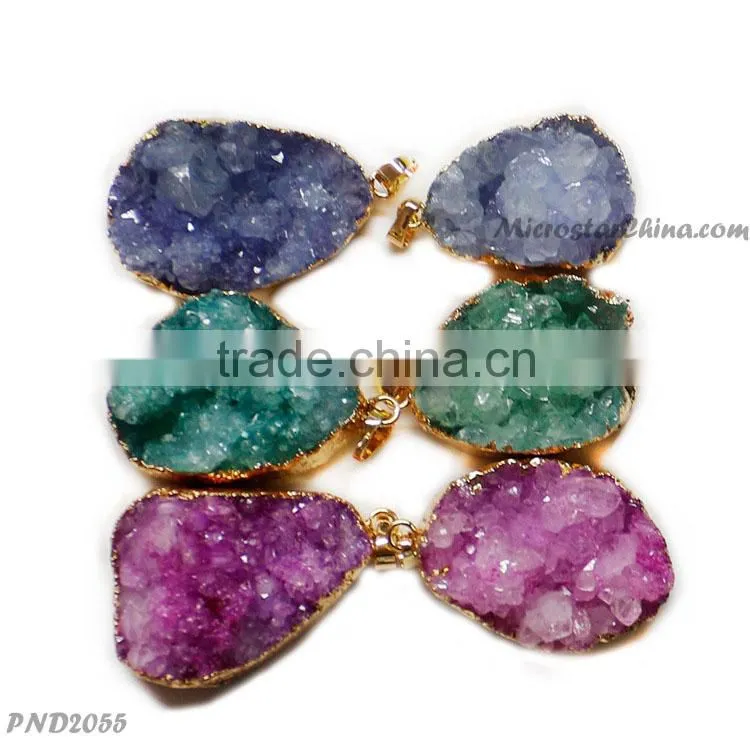 2015 Good Quality Fade Purple Color Drusy Pendant