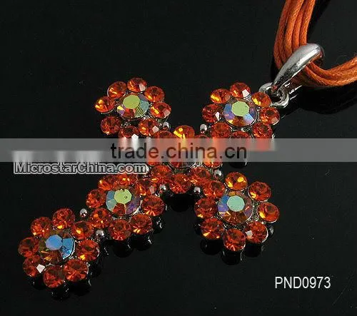 71*92mm Goldplated Fashion Wholesale Rhinestone Cross Pendant