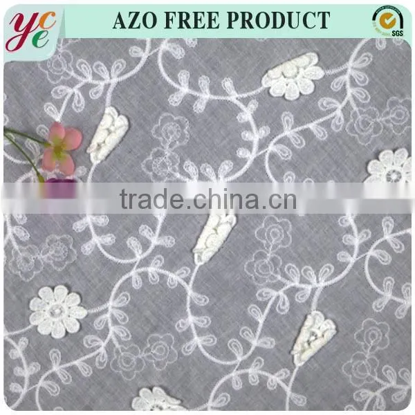 snow white 3d embroidery fabric for dress