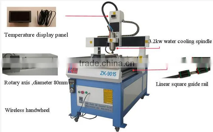 Wireless handwheel Temperature display panel metal wood cnc router engraving machinery