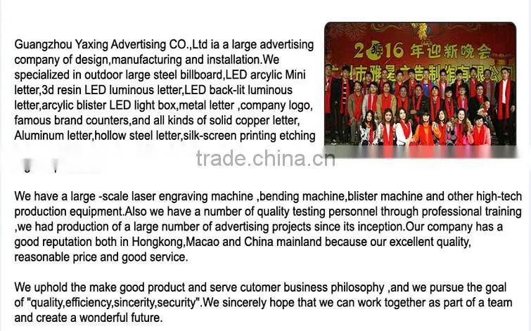 Customized desgin LED acrylic channel letter