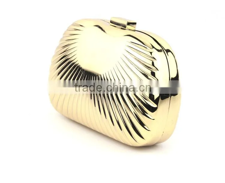 Women's fashion bag unique design gold metal clutch
