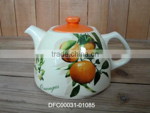 Ceramic White Mug with Orange Decal in Three Sizes for Choosing