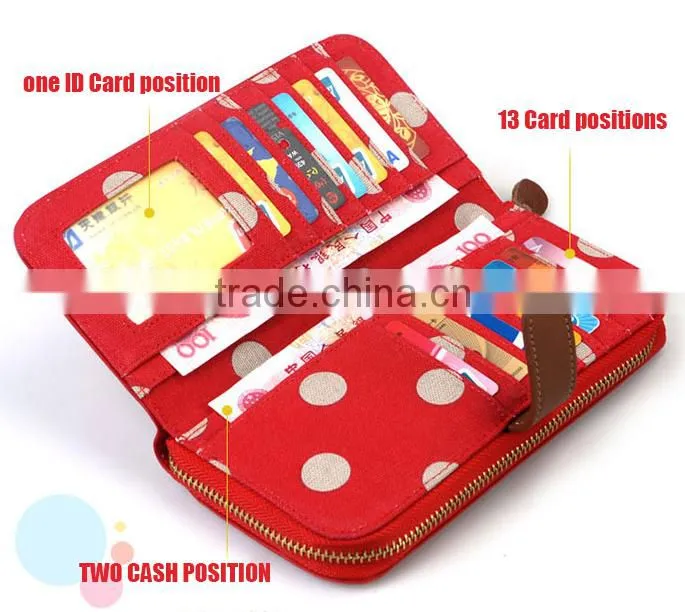 Fashion Canvas Zippered Clutch Wallet For Girls