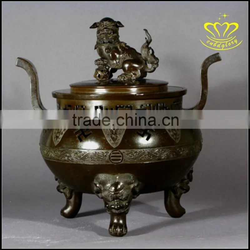 The bronze censer Temple round rectangle copper incense burner