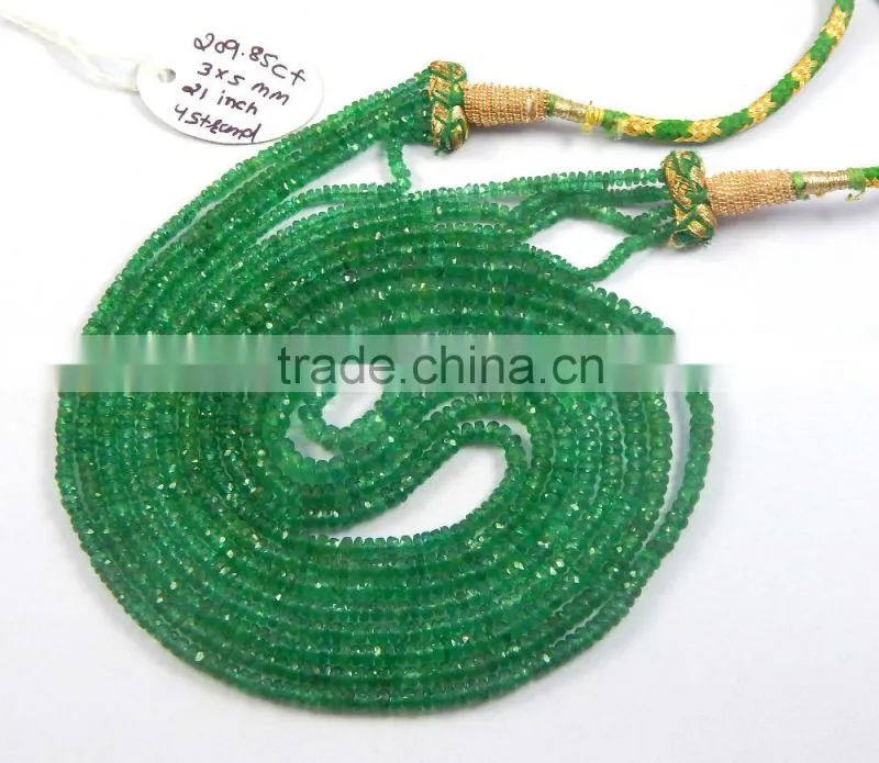 Natural Zambian emerald beads 4 strand necklace gift for love