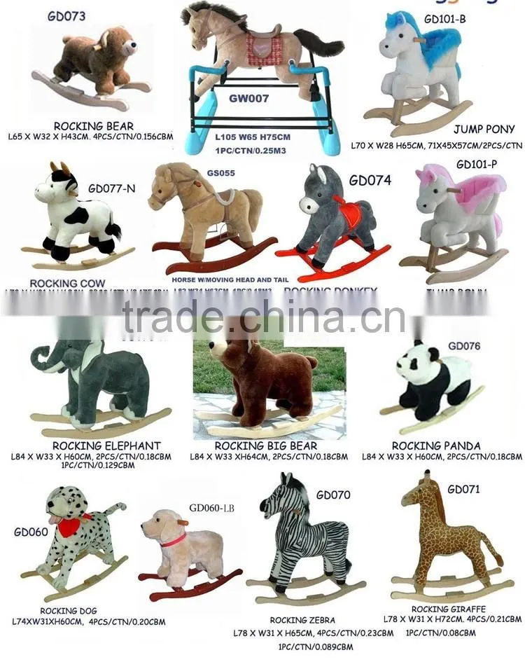 74*30*58cm big lovely customized stuffed plush children rocking horses series toy with wooden base&sound