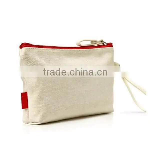 Fashion small plain canvas zipper bag