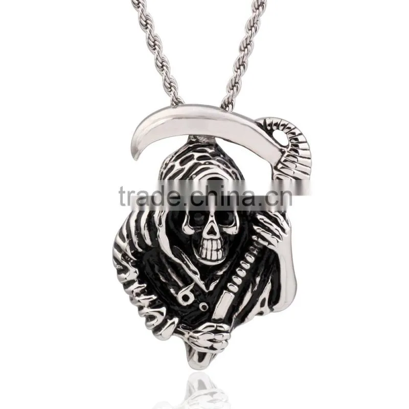 Fashion Stainless Steel Skull Pendant With Angle Wing