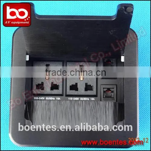 Black Desktop Socket/Aluminum Brushed Tabletop Power Outlets/Desk Sockets Box