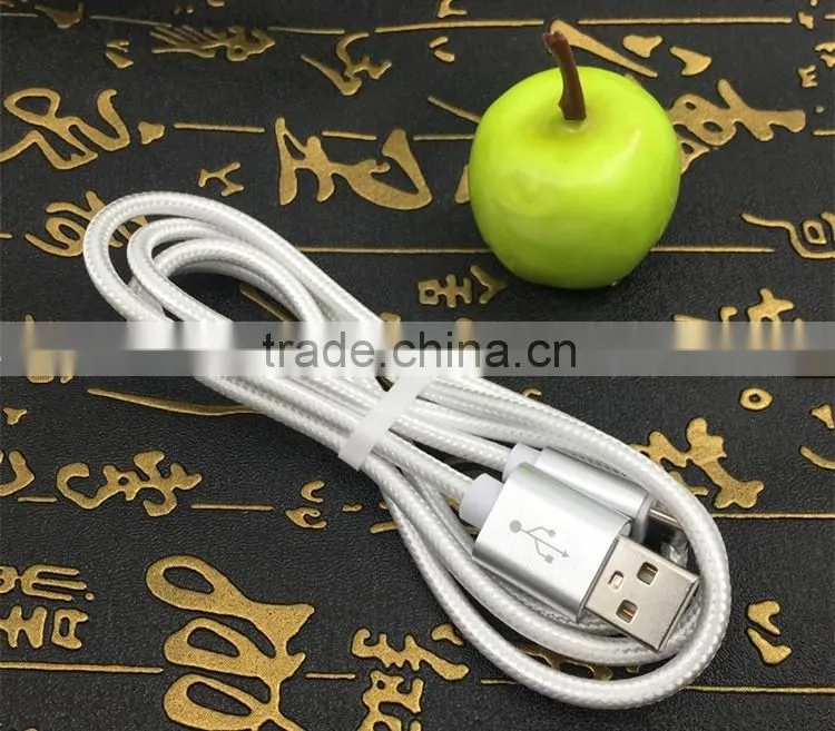 Durable 1m nylon braided usb cable for android phones, micro usb v8 charger cable charging cord