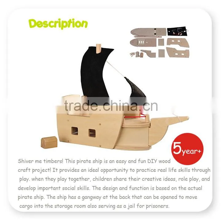 DIY Unfinished Wood Toy Pirate Ship wooden diy airplane