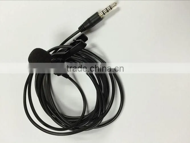 Electret Condenser Clip-on Microphone , 3.5mm Stereo Jack Plug Lavalier Microphone For Smartphone