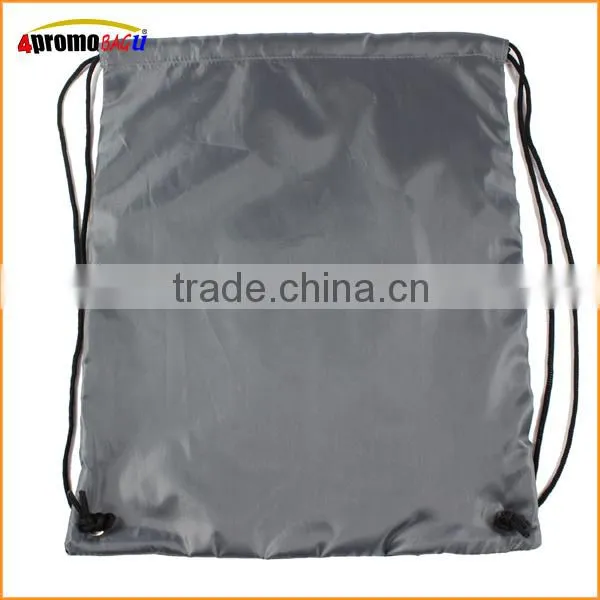 2015 Black polyester sport drawstring bag