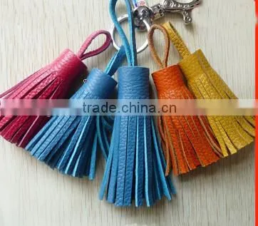 colorful mini crow leather tassel, tassel leather for handbag 6.5cm