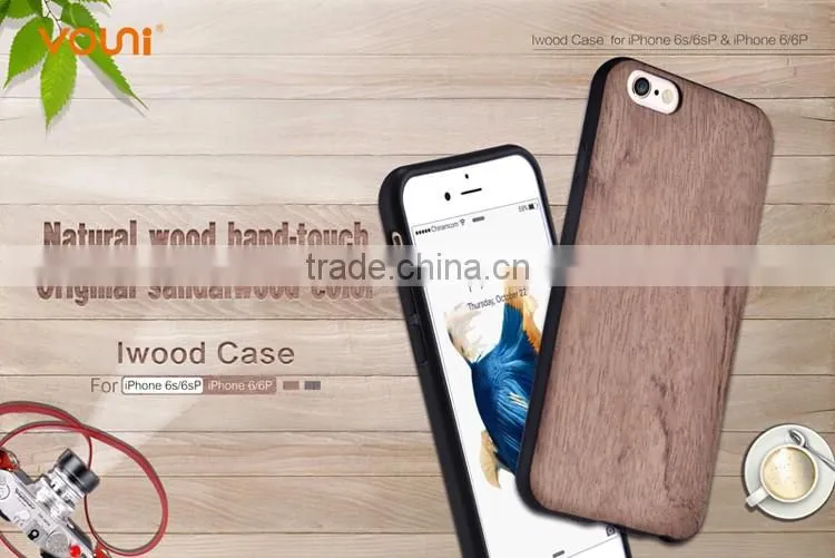 360 Degree Full Protective TPU+Red Sandal Wooden Back Cases Cover For Iphone 6 6S 6 Plus