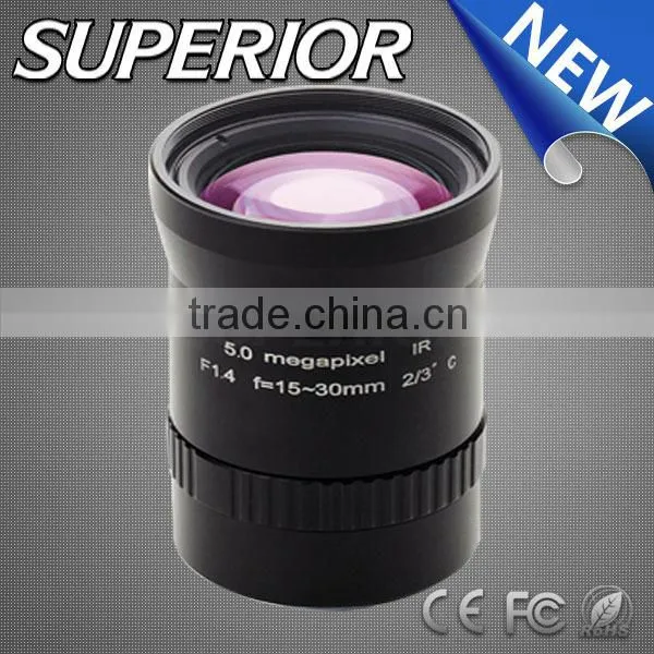 CCTV Lens C mount 2/3 cmos image sensor manual zoom 15-30mm 5MP F1.4 Manual iris industrial infrared thermal Lens with IR