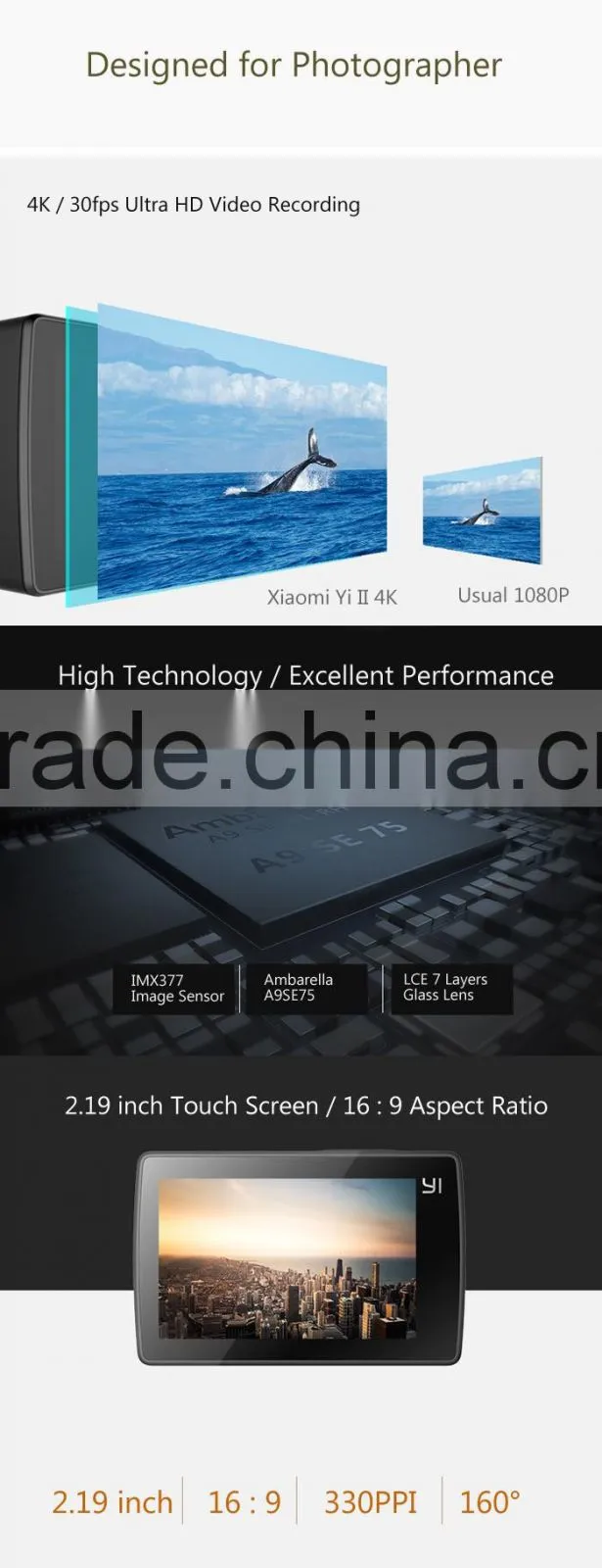 IN STOCK!! Original Xiaomi YI 4K Action Camera 2 II 2.19" Retina Screen Ambarella A9SE75 XiaoYi Sport DV International Edition