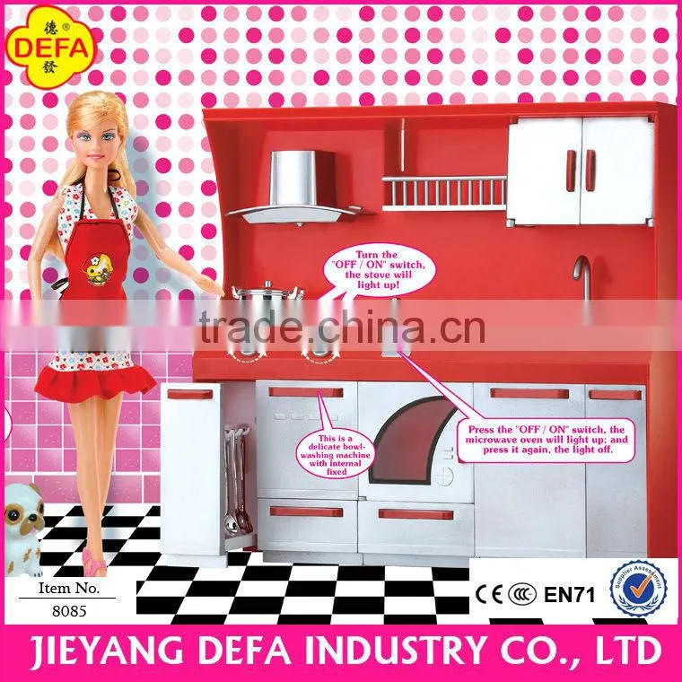 top selling cooking girl doll with morden kitchen sets plastic fashional toy