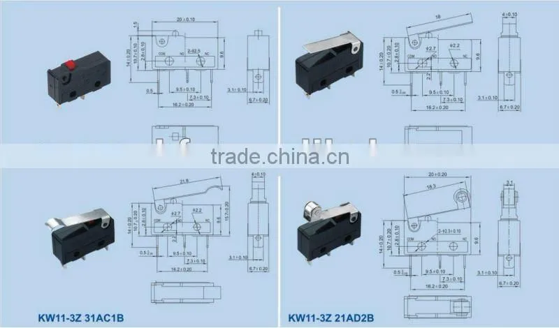 KW11-3Z 3A on off roller lever type micro switch
