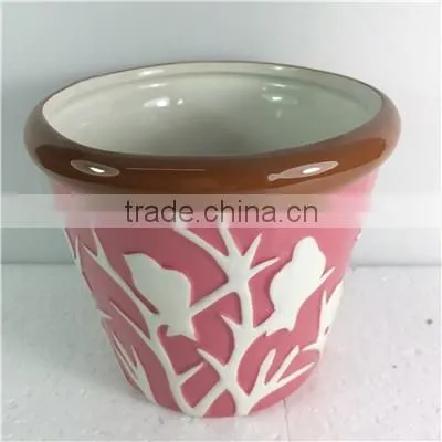 Different color High quality small ceramic pots with different pattern ceramic plant pot pottery