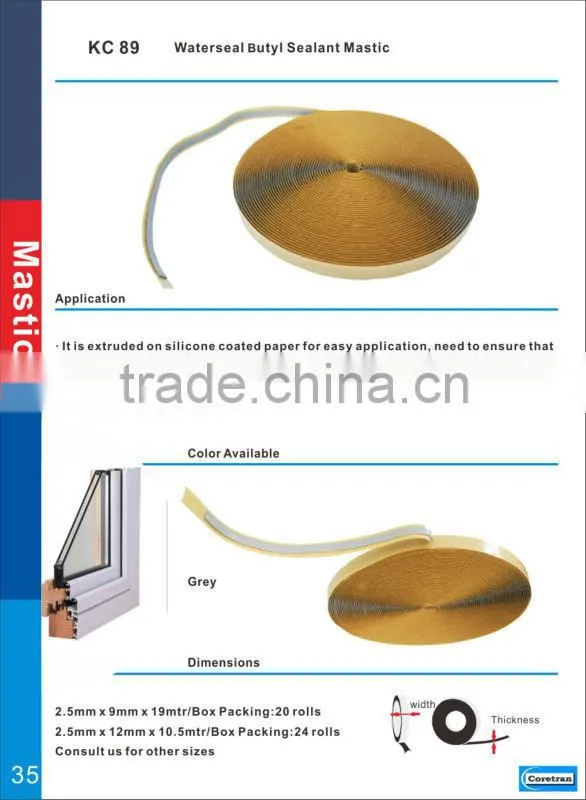Waterseal buty sealant mastic stainless steel tape