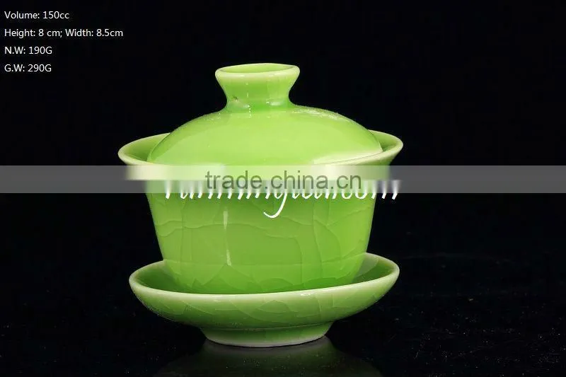 Wholesale best price porcelain green Crackleware Tea Cup And Saucer
