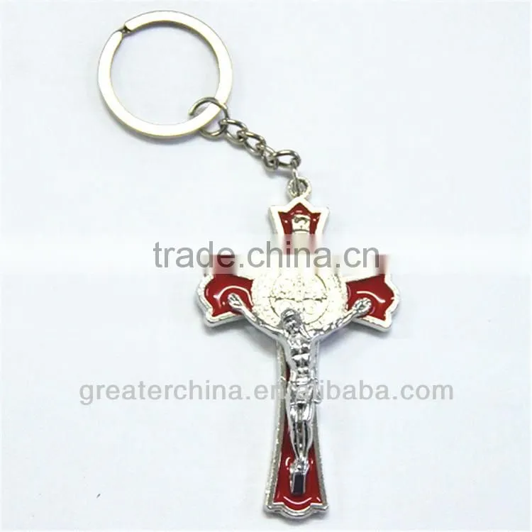 Religious zinc alloy Metal cross keychain