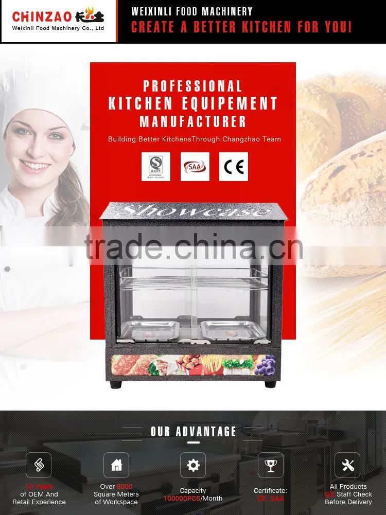 Electric Counter Top Glass Food Warmer Display Showcase Fast Food Resturant Equipment